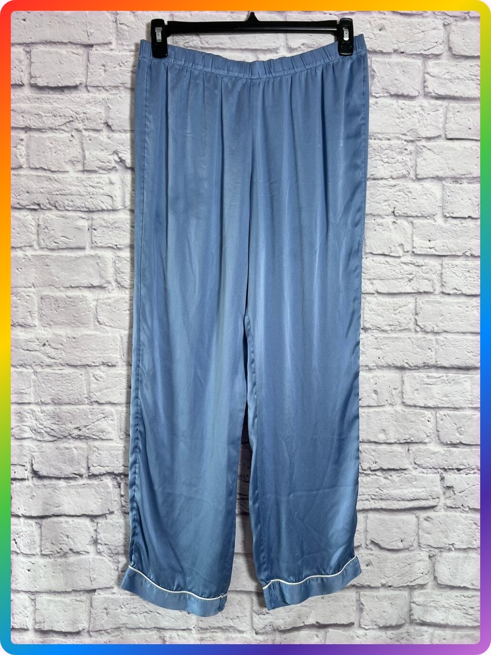 Intimissimi Blue Satin Lounge Pants Size L Pajama Sleep Pant Silk Style FLAW